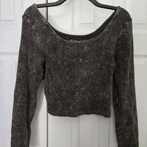 Wild Fable Black Bleach Dye Long Sleeve Top